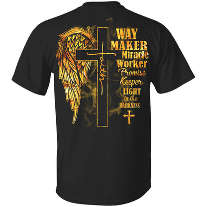 Golden cross, Phoenix wings, Way maker miracle worker - Back-printed Apparel