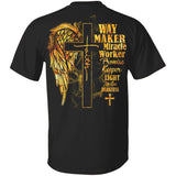 Golden cross, Phoenix wings, Way maker miracle worker - Back-printed Apparel