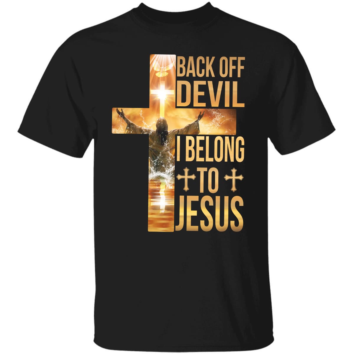 Jesus rises from under the ocean, Cross light, Back off Devil, I belong to Jesus - Jesus Apparel