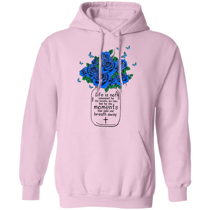 Blue flower, blue butterfly, Life isn't measured by the breaths we take - Jesus Apparel