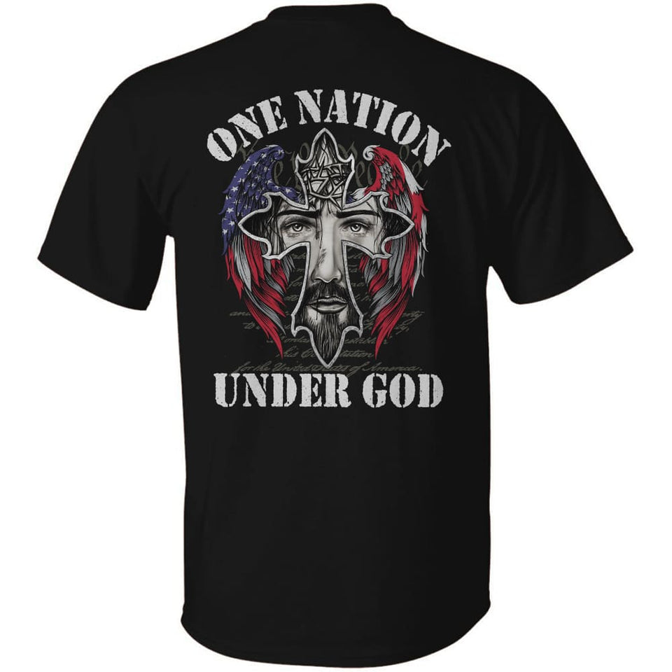 Jesus and the wings of the US, One nation under God - Jesus Back-printed Apparel