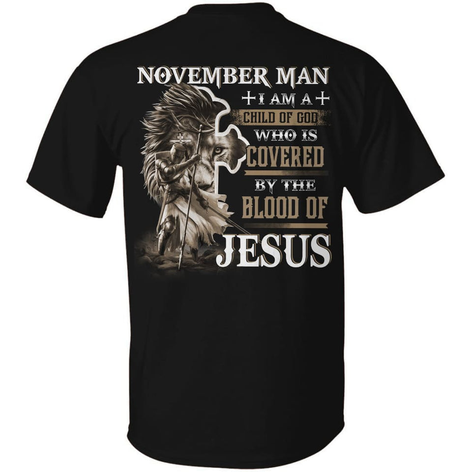 November man, Knight of God, I am a child of God -Jesus Back-printed Apparel