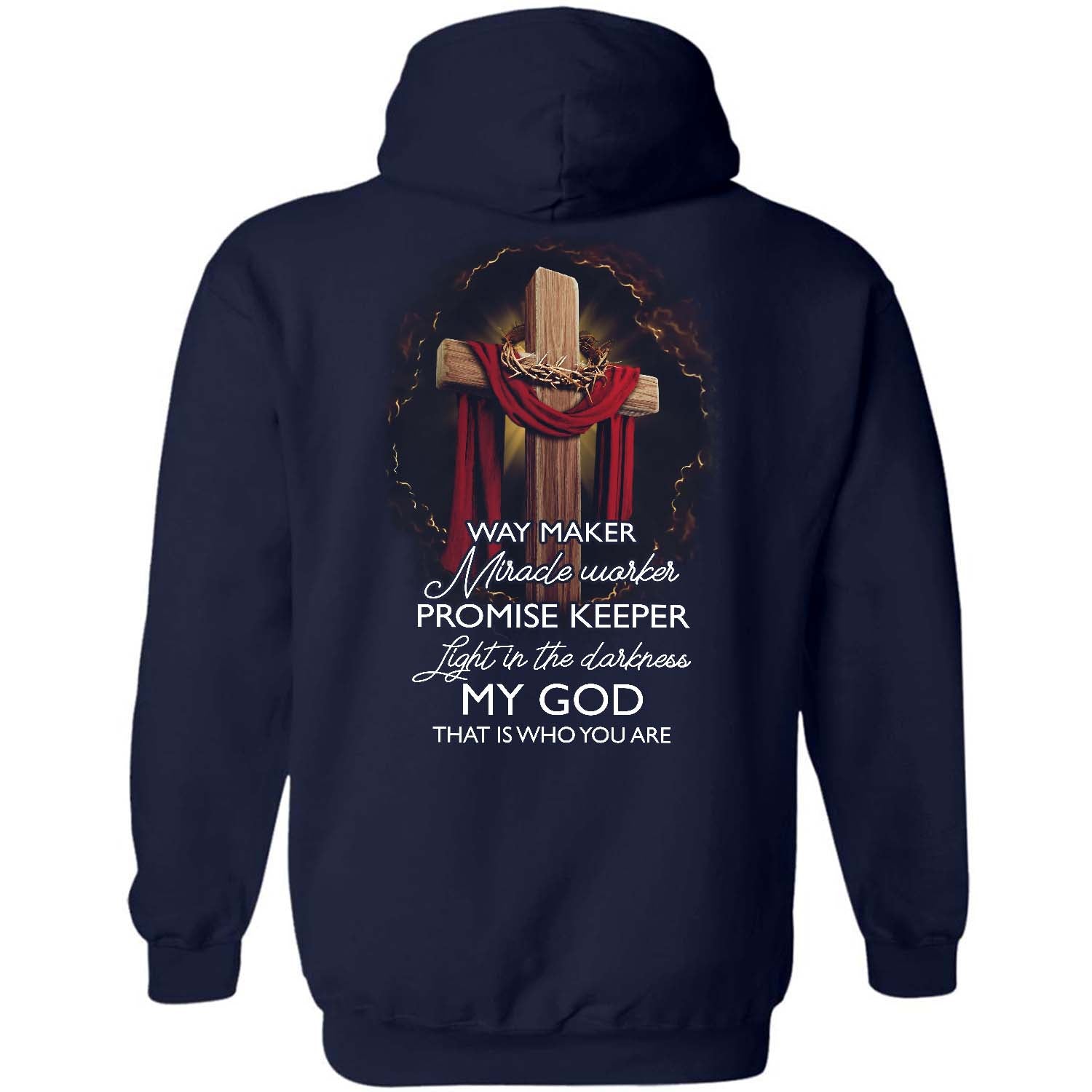 Wooden cross, Crown of thorns, Jesus is the light in the darkness - Jesus Back-printed Apparel