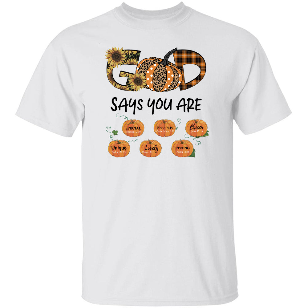 Autumn pumpkin, Sunflower, God says you are unique - Jesus Apparel