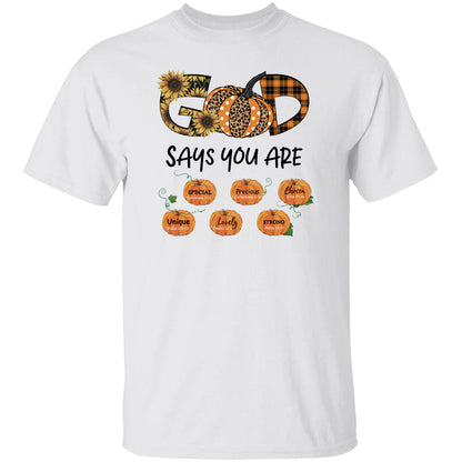 Autumn pumpkin, Sunflower, God says you are unique - Jesus Apparel