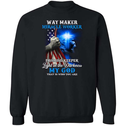 Cross light, US flag, Lion spirit, Jesus is the light in the God - Jesus Apparel