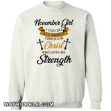 November girl, I can do all things - Jesus, Christ, Cross Apparel