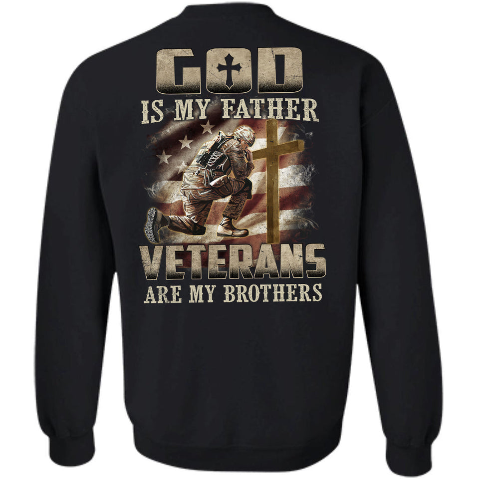 Veteran is crying in front of the cross, God is my father - Jesus Back-printed Apparel