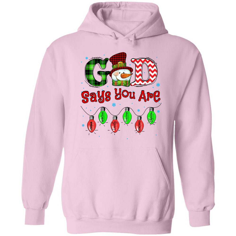 Snowman, Winter, God says you are unique - Jesus, Christmas Apparel