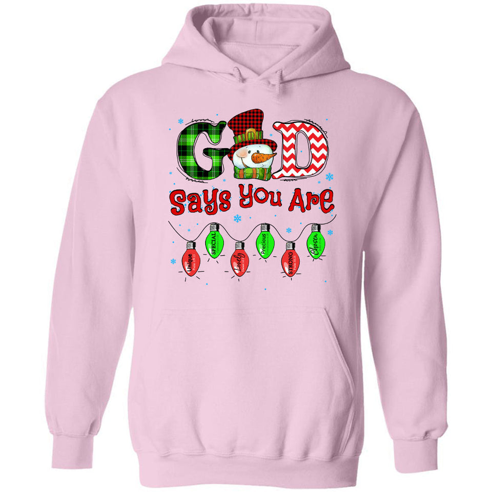 Snowman, Winter, God says you are unique - Jesus, Christmas Apparel