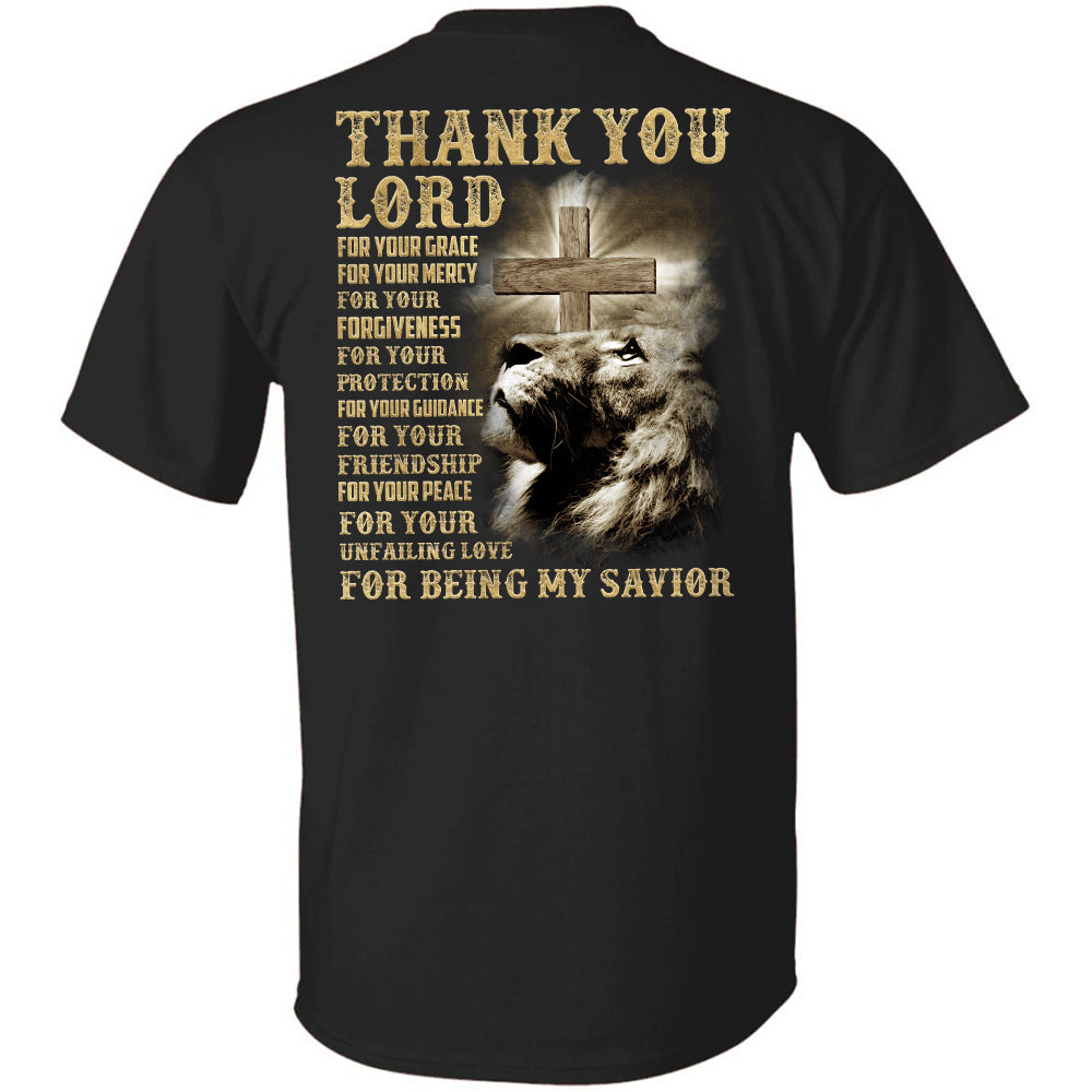 Jesus, Lion of Judah, Thank you Lord for being my savior Back-printed Apparel