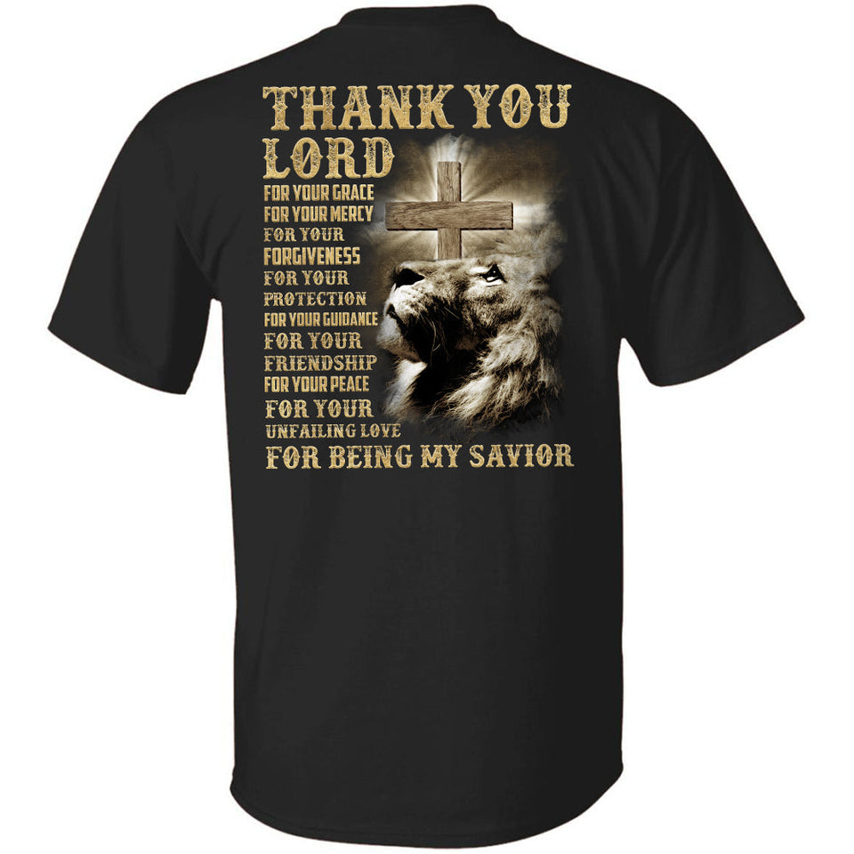 Jesus, Lion of Judah, Thank you Lord for being my savior Back-printed Apparel
