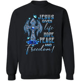 Cross symbol, Blue rose, Butterfly painting, Jesus gives life hope peace and freedom - Jesus Apparel