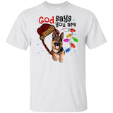 German Shepherd, Christmas decoration lights, God says you are - Jesus Apparel
