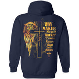 Golden cross, Phoenix wings, Way maker miracle worker - Back-printed Apparel