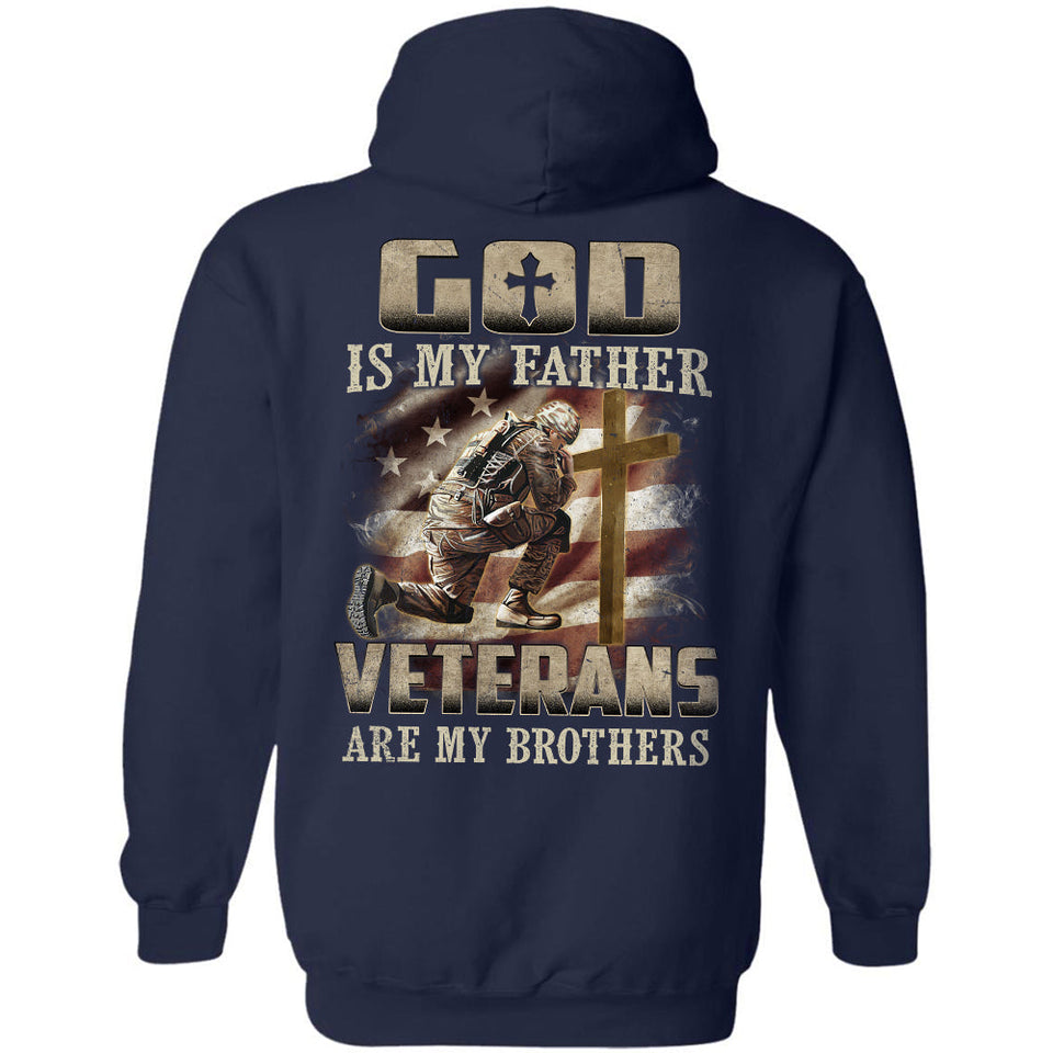 Veteran is crying in front of the cross, God is my father - Jesus Back-printed Apparel