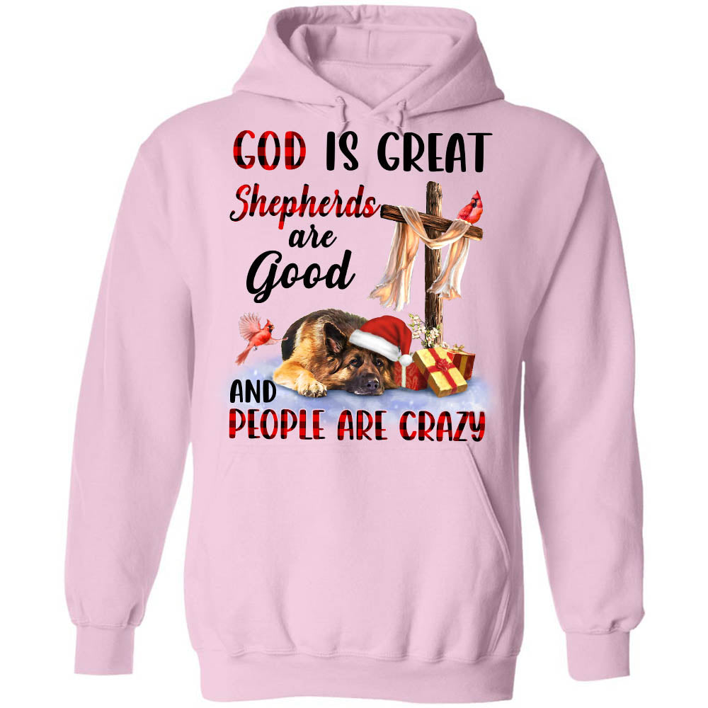 Old german shepherd dog, Christmas gift, God is great Shepherds are good - Jesus Apparel