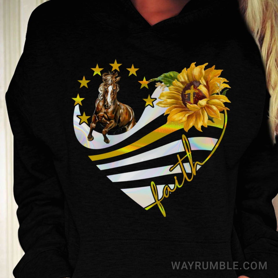 Running Horse, Sunflower, Faith heart shape - Jesus Apparel