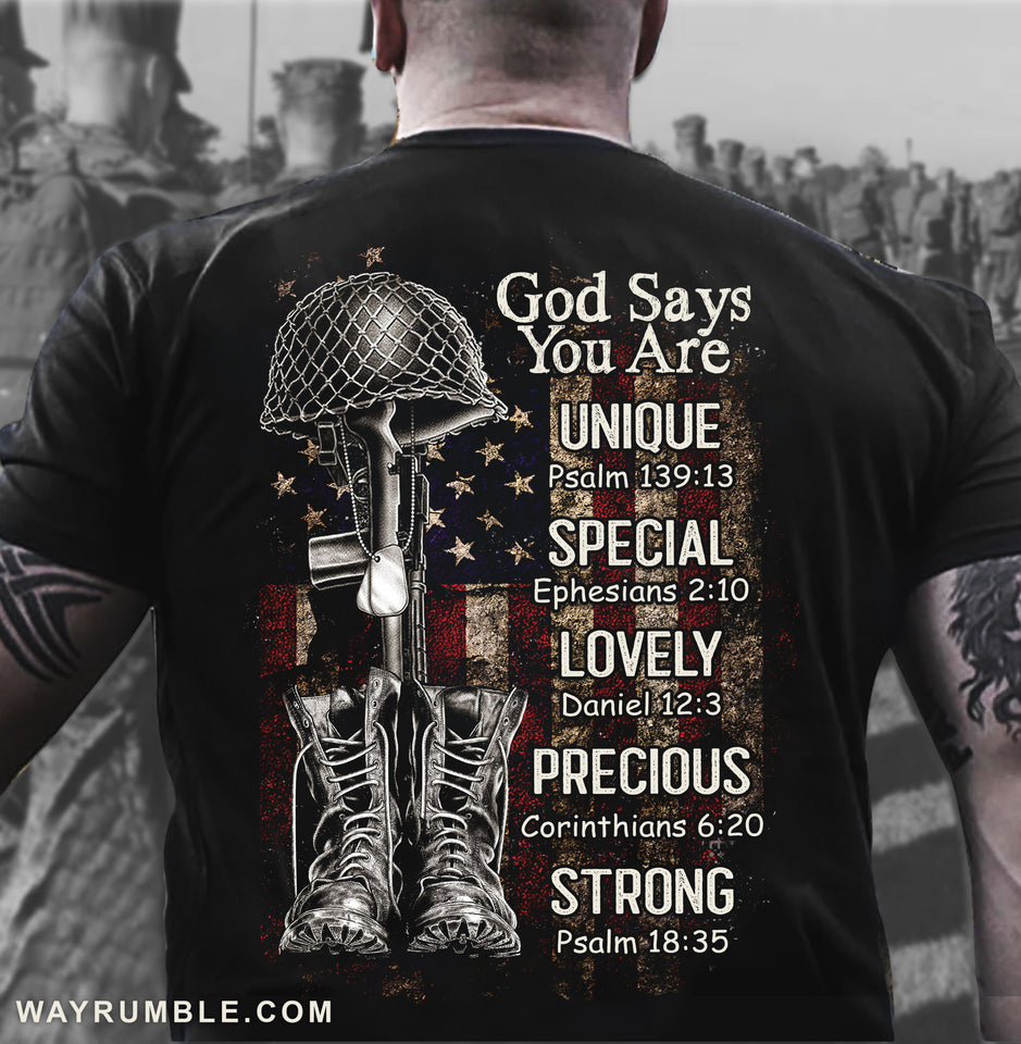 Veteran, God says you are - Jesus Back-printed Apparel