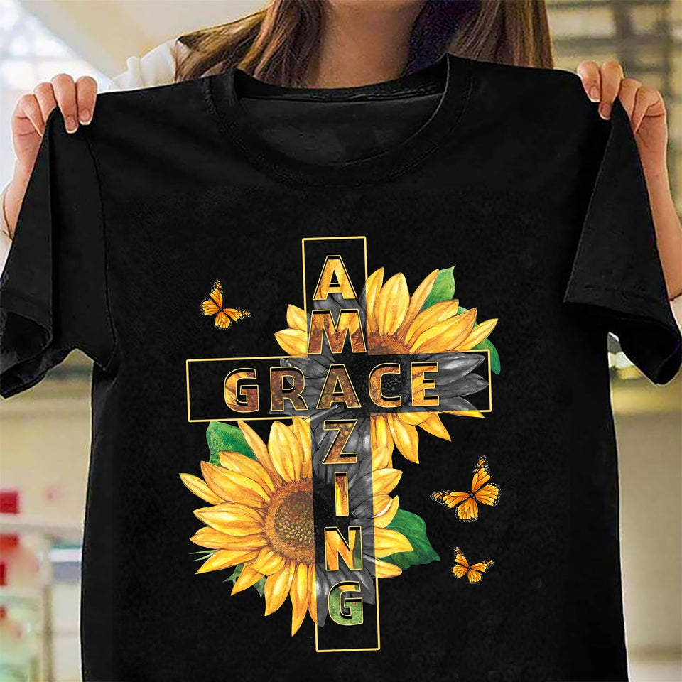 Sunflower, The cross, Amazing Grace - Jesus Apparel