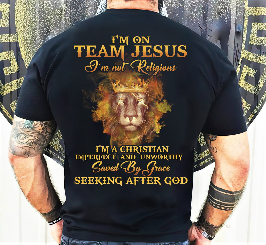 Lion king, Yellow fire, I'm on team Jesus - Jesus Back-printed Apparel