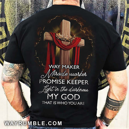 Wooden cross, Crown of thorns, Jesus is the light in the darkness - Jesus Back-printed Apparel