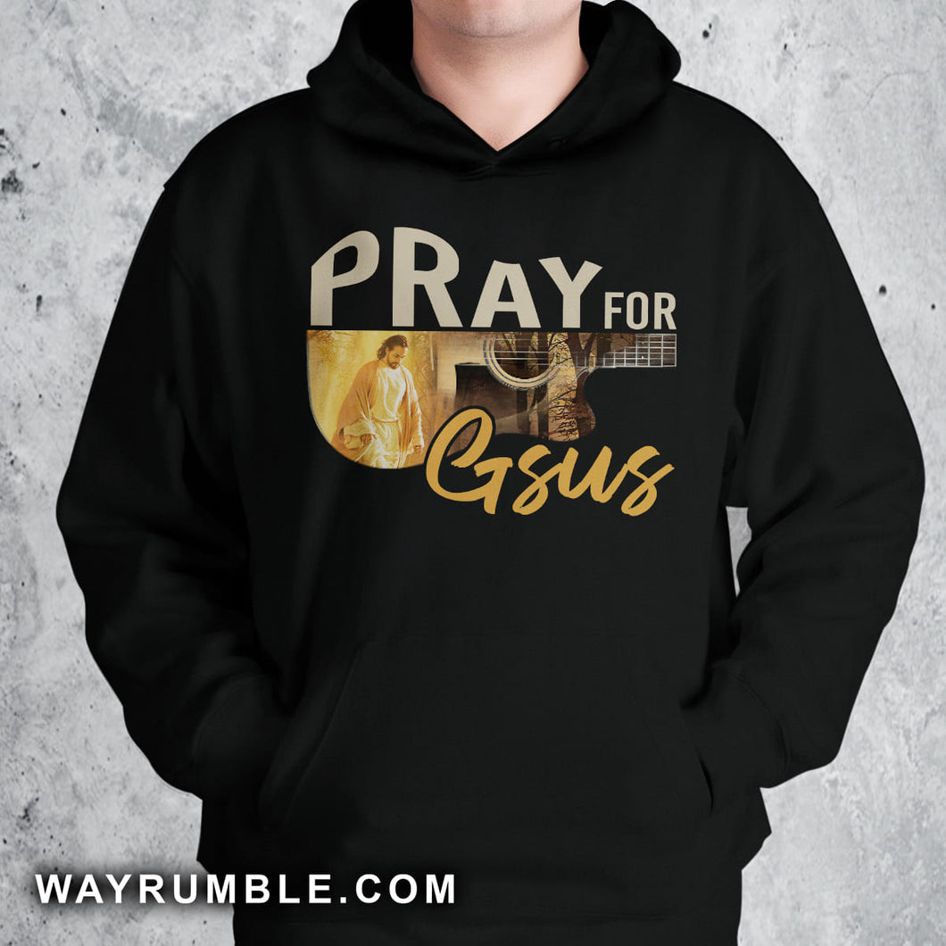 Vintage guitar, Jesus walking, Pray for Gsus - Jesus Apparel