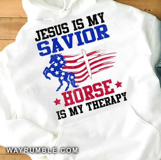Horse pattern, American flag, Jesus is my savior - Jesus Apparel