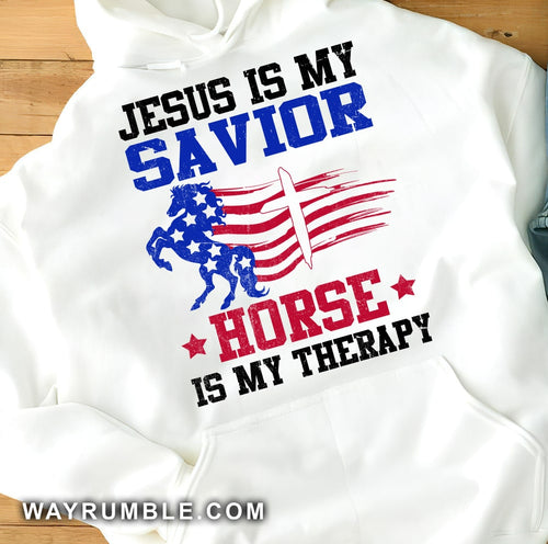 Horse pattern, American flag, Jesus is my savior - Jesus Apparel