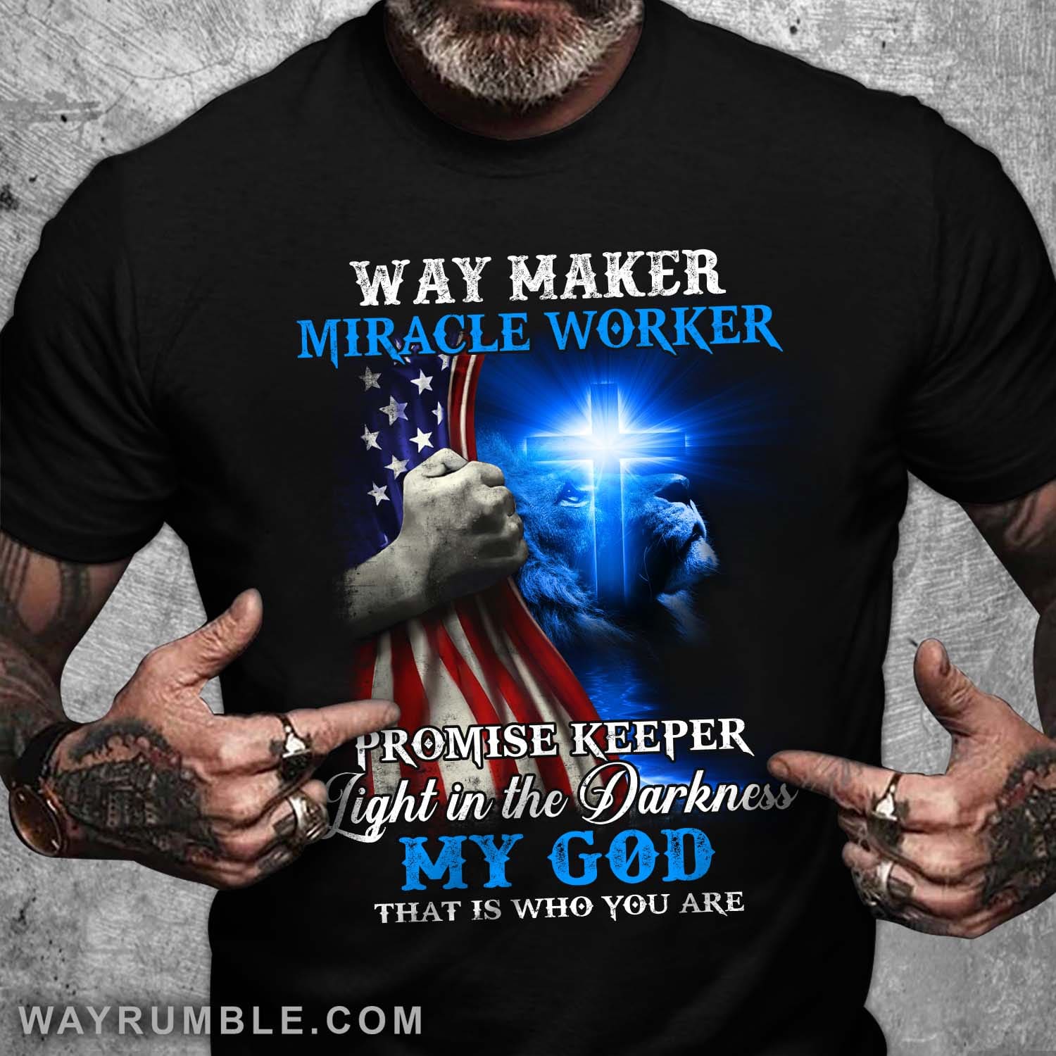 Cross light, US flag, Lion spirit, Jesus is the light in the God - Jesus Apparel