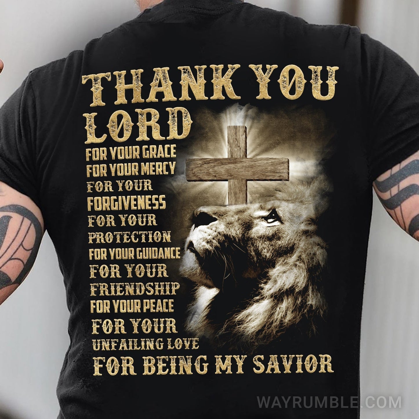 Jesus, Lion of Judah, Thank you Lord for being my savior Back-printed Apparel