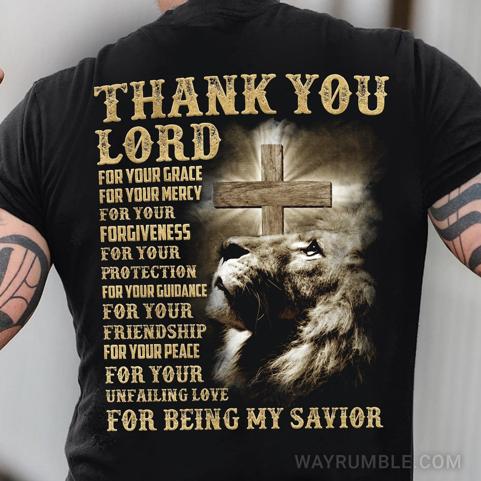 Jesus, Lion of Judah, Thank you Lord for being my savior Back-printed Apparel