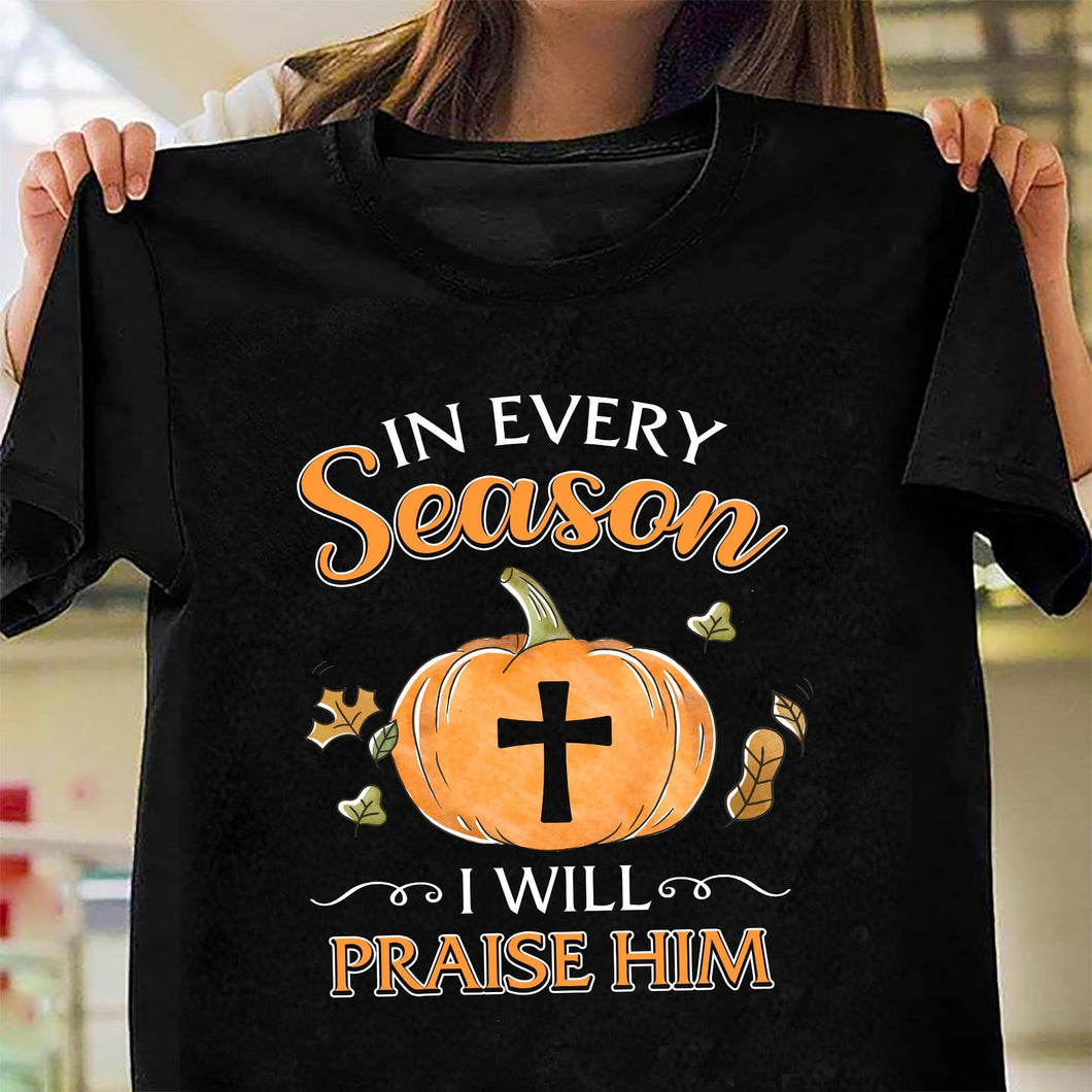 Jesus, Pumpkin, Cross - In every season I'll praise him Black Apparel