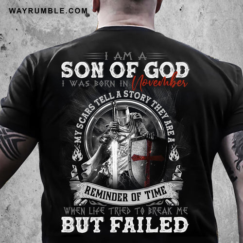 Born in November, I am a son of God - Jesus, Warrior Back-printed Apparel