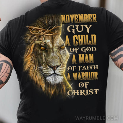 November Guy, Amazing lion of Judah, A child of God - Jesus Back-printed Apparel