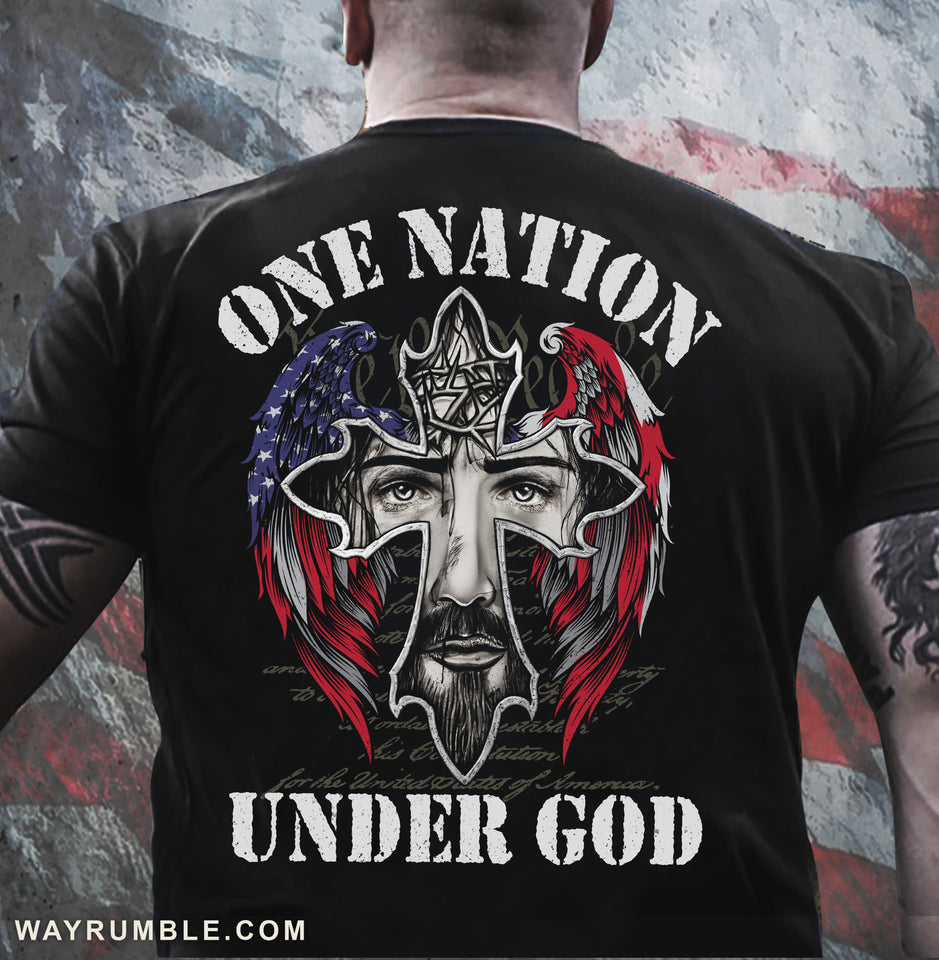 Jesus and the wings of the US, One nation under God - Jesus Back-printed Apparel