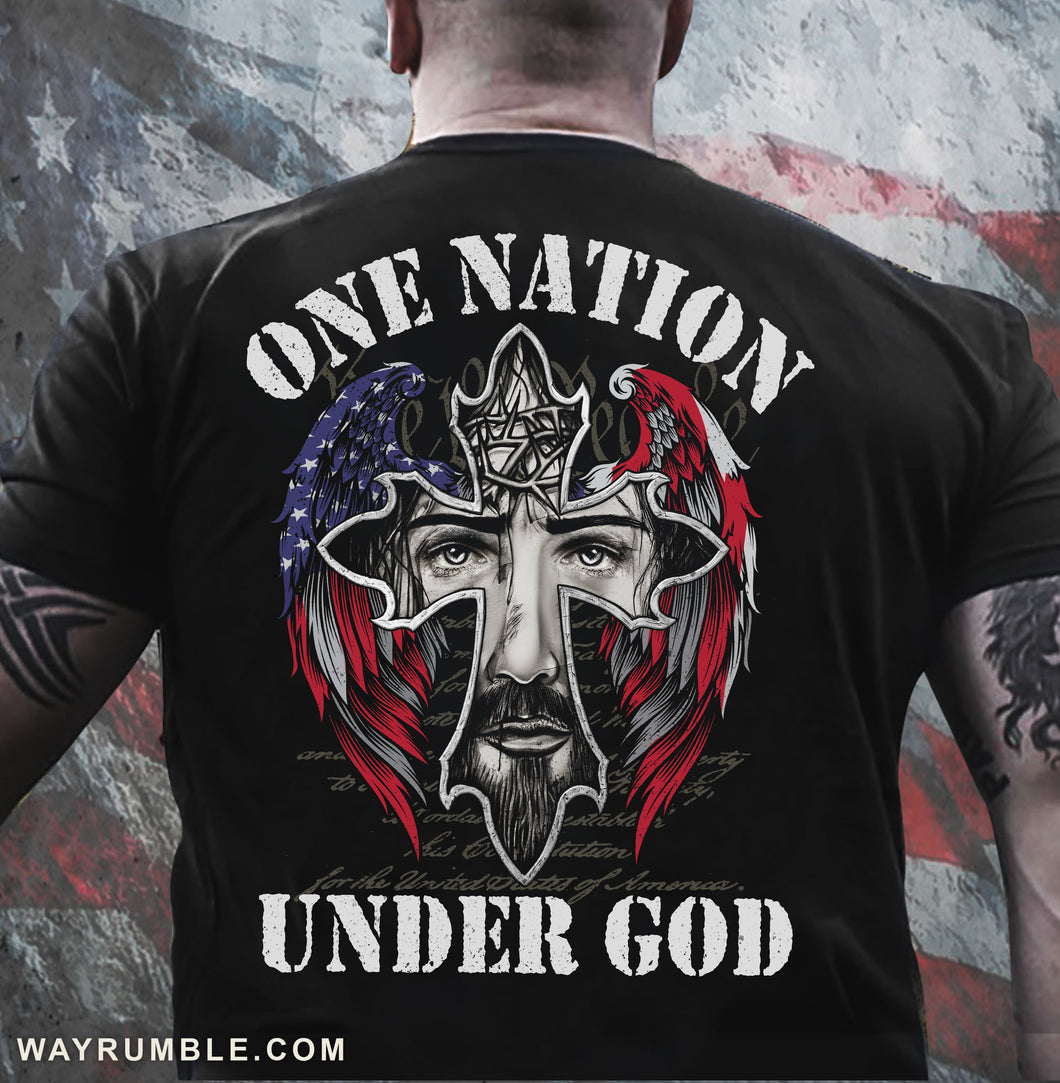 Jesus and the wings of the US, One nation under God - Jesus Back-printed Apparel