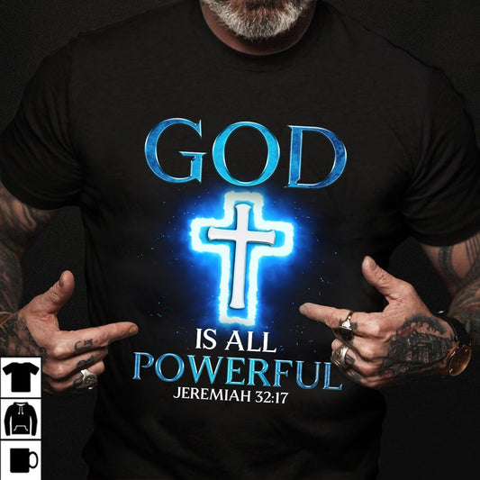 Cross light, Glowing cross, God is all powerful - Jesus Apparel