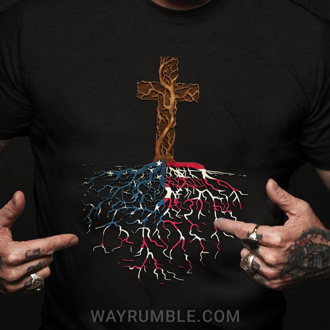The cross and US Flag - Jesus Apparel
