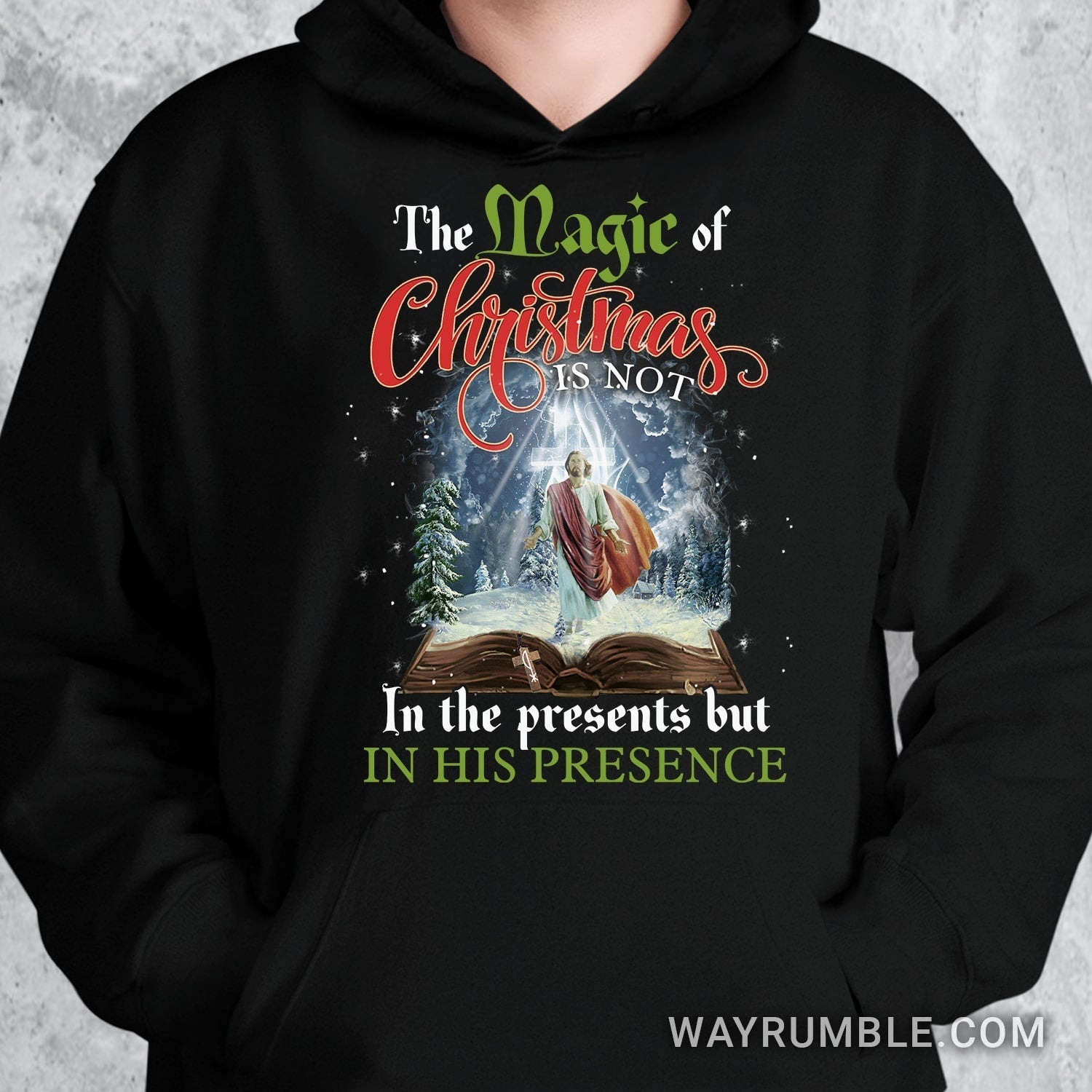 Jesus painting, The holly Bible, Cross light, Winter forest, The magic of Christmas is in his presence - Jesus Apparel