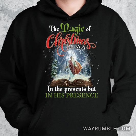Jesus painting, The holly Bible, Cross light, Winter forest, The magic of Christmas is in his presence - Jesus Apparel