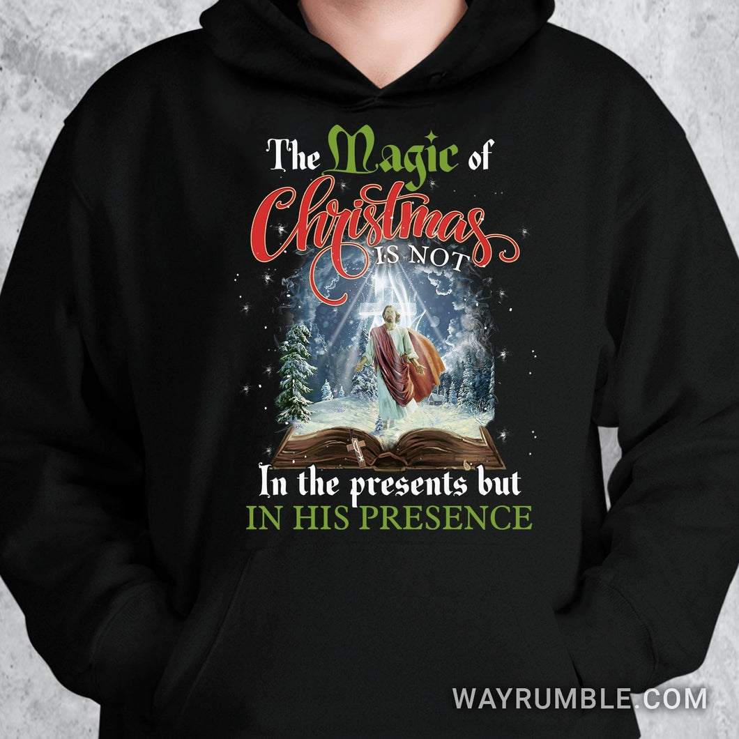 Jesus painting, The holly Bible, Cross light, Winter forest, The magic of Christmas is in his presence - Jesus Apparel