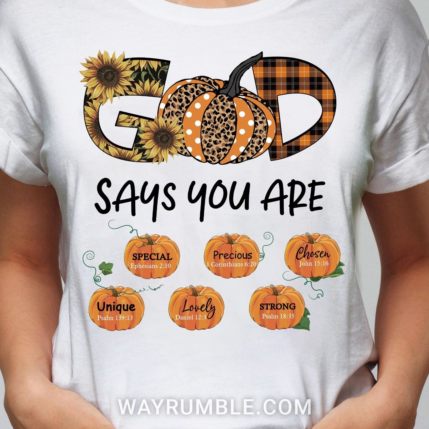 Autumn pumpkin, Sunflower, God says you are unique - Jesus Apparel
