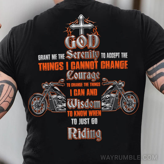 Jesus - Motorbike - God grant me wisdom to know when to just go riding - Back-printed Back Apparel