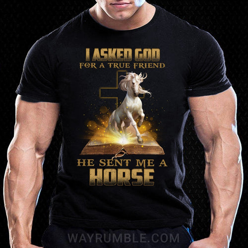I asked God for a true friend, He sent me a Horse - Jesus, Horse Apparel