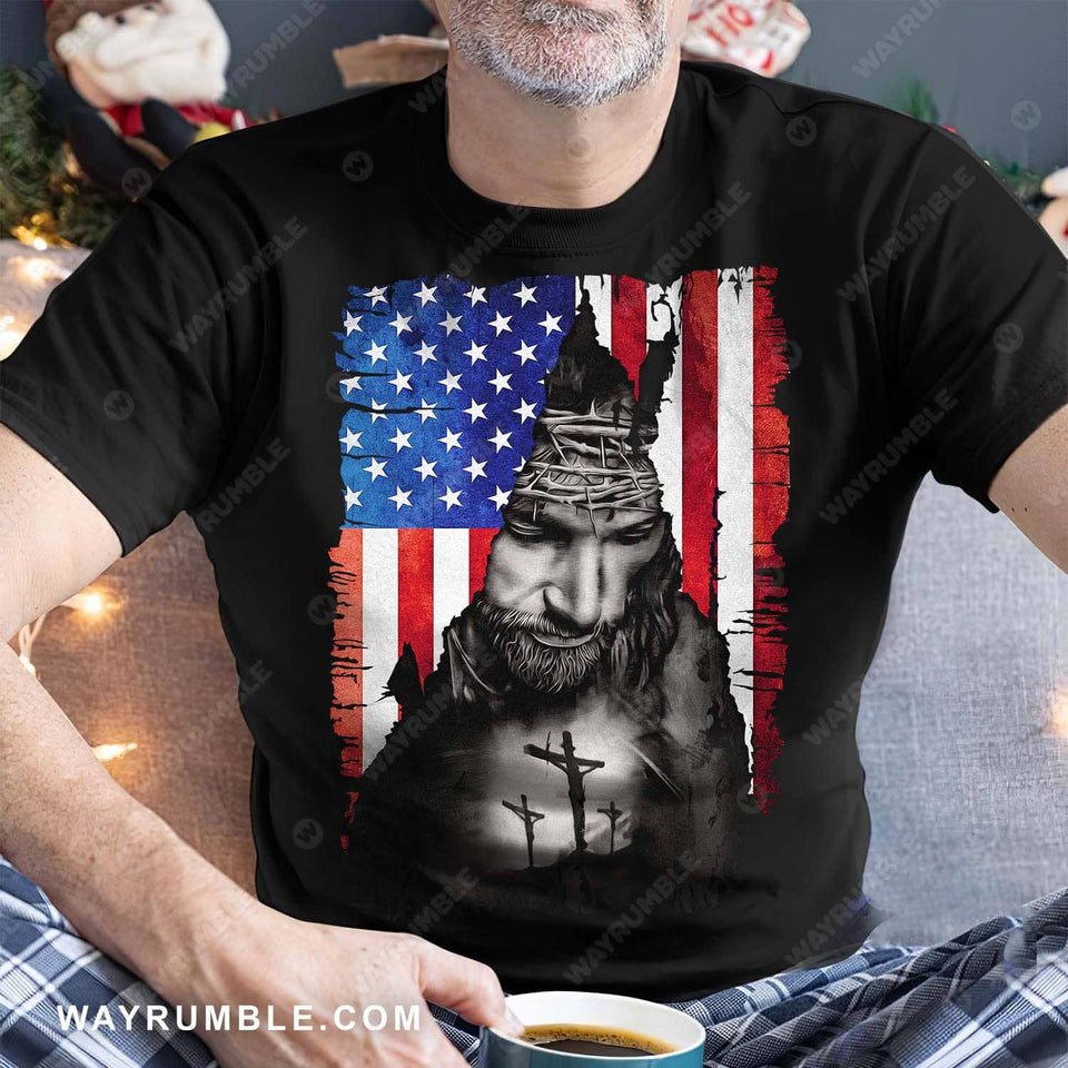 Us flag, Jesus saved us - Jesus Apparel