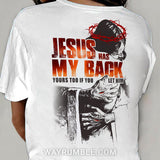In the arms of God, Jesus has my back - Jesus painting Back-printed Apparel