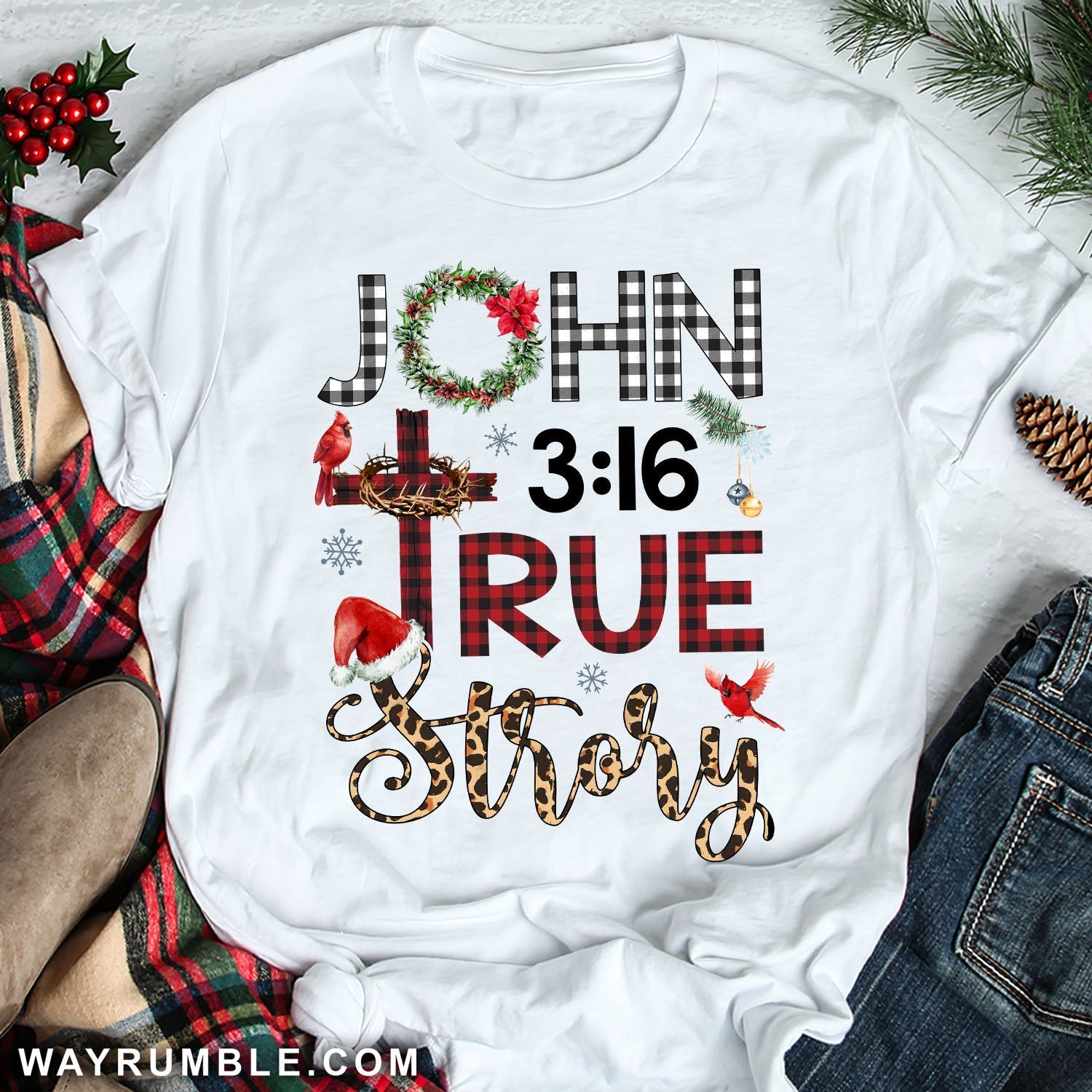 John 3:16, True story - Jesus, Cardinal, Christmas Apparel