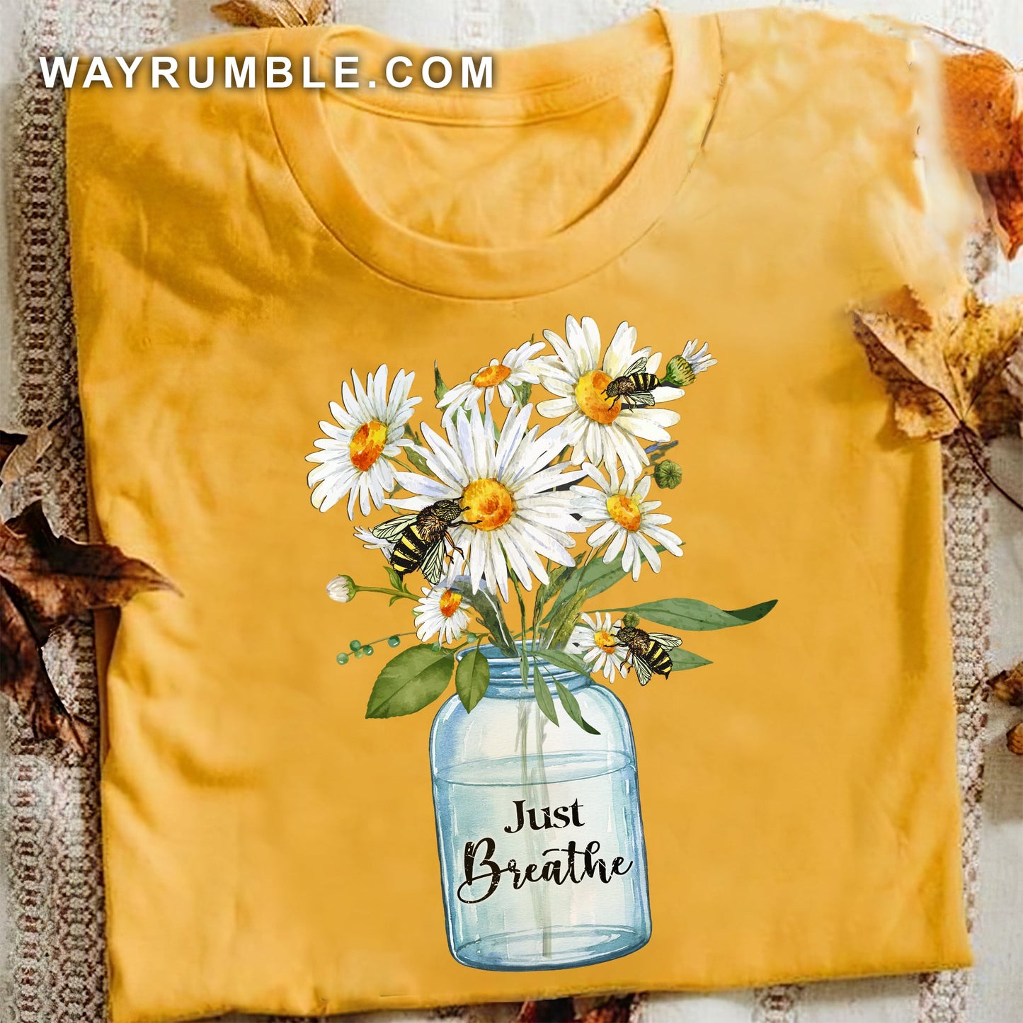 Jesus - Bees and daisy flower - Just breathe - Yellow Apparel