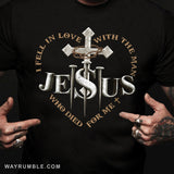 The iron cross, Crown of thorn, Heart shape, Jesus and three nails, I fall in love with the man who die for me - Jesus Apparel
